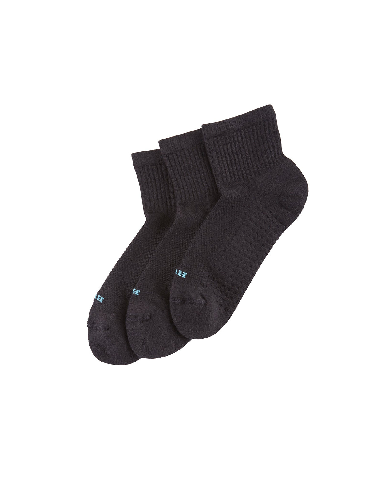 Air Cushion Mini Crew Top Sock 3 Pair Pack - Black | Hue
