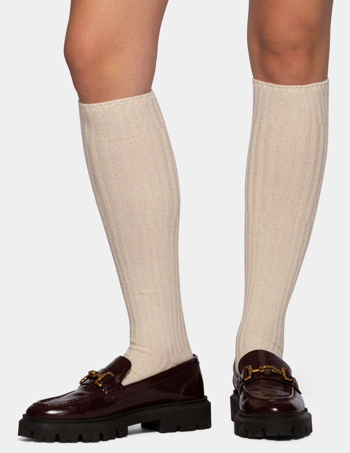 Cashmere Blend Knee Sock - Ivory | Hue