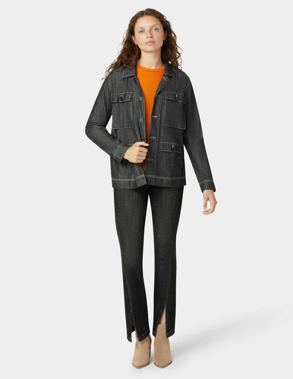 Crosshatch Denim Bootcut - Black | Hue