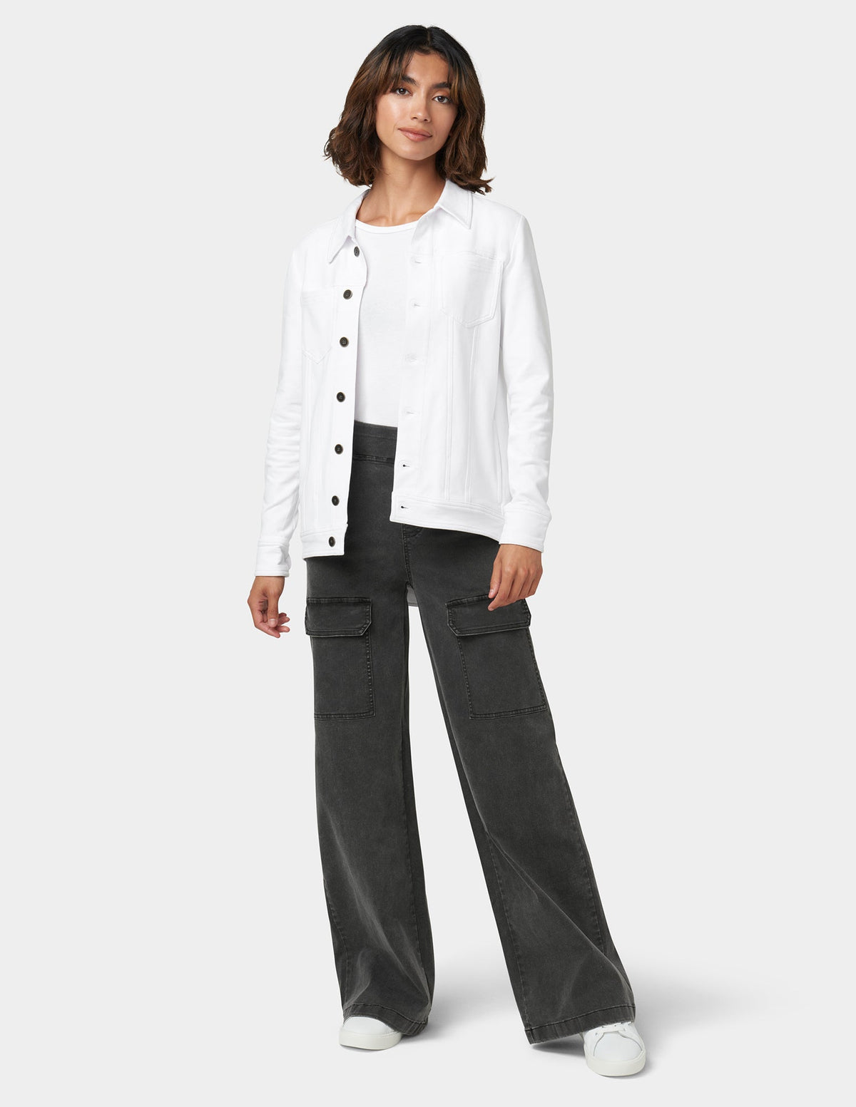 Wide Leg Denim Cargo - Charcoal Wash | Hue