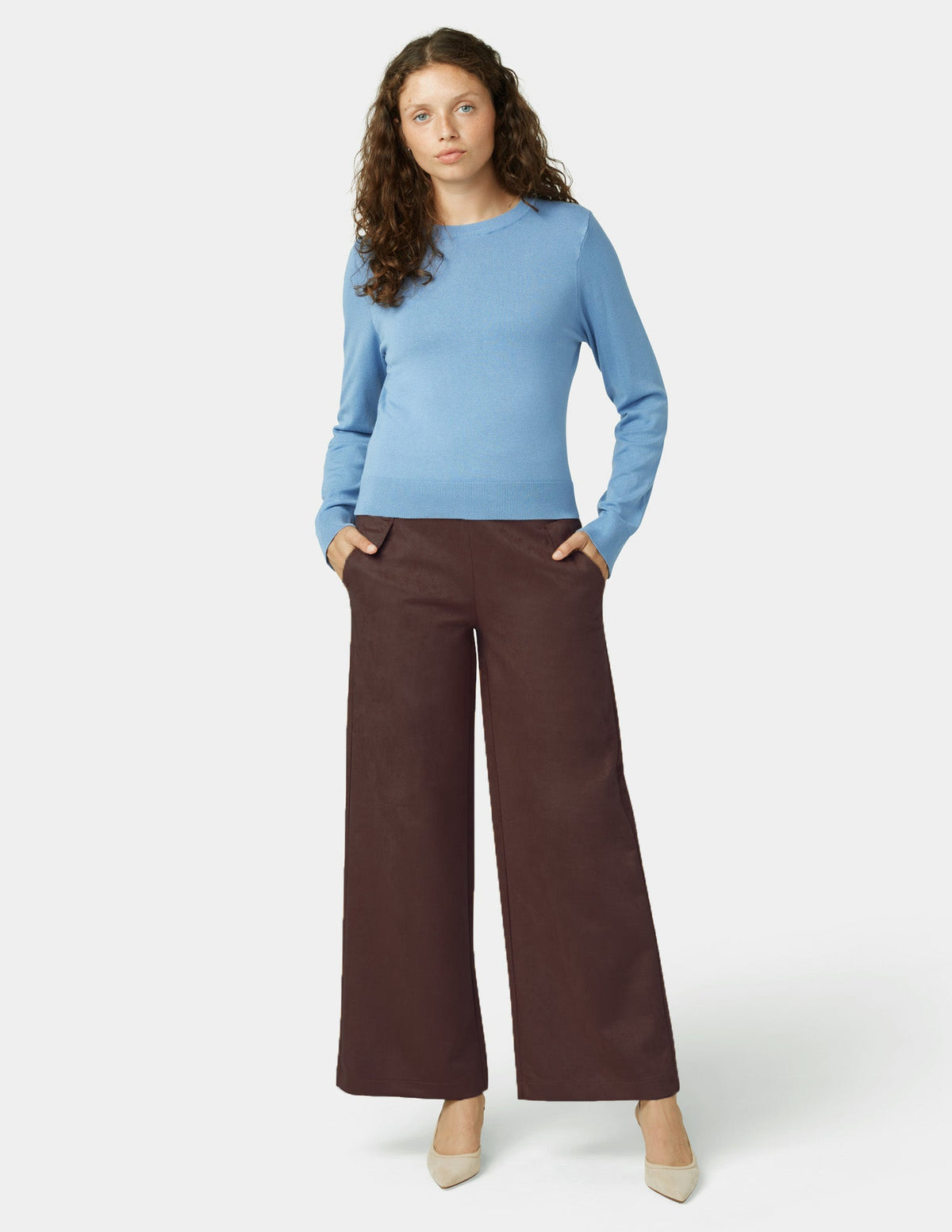 Suede Wide Leg Pant - Coffee Bean | Hue