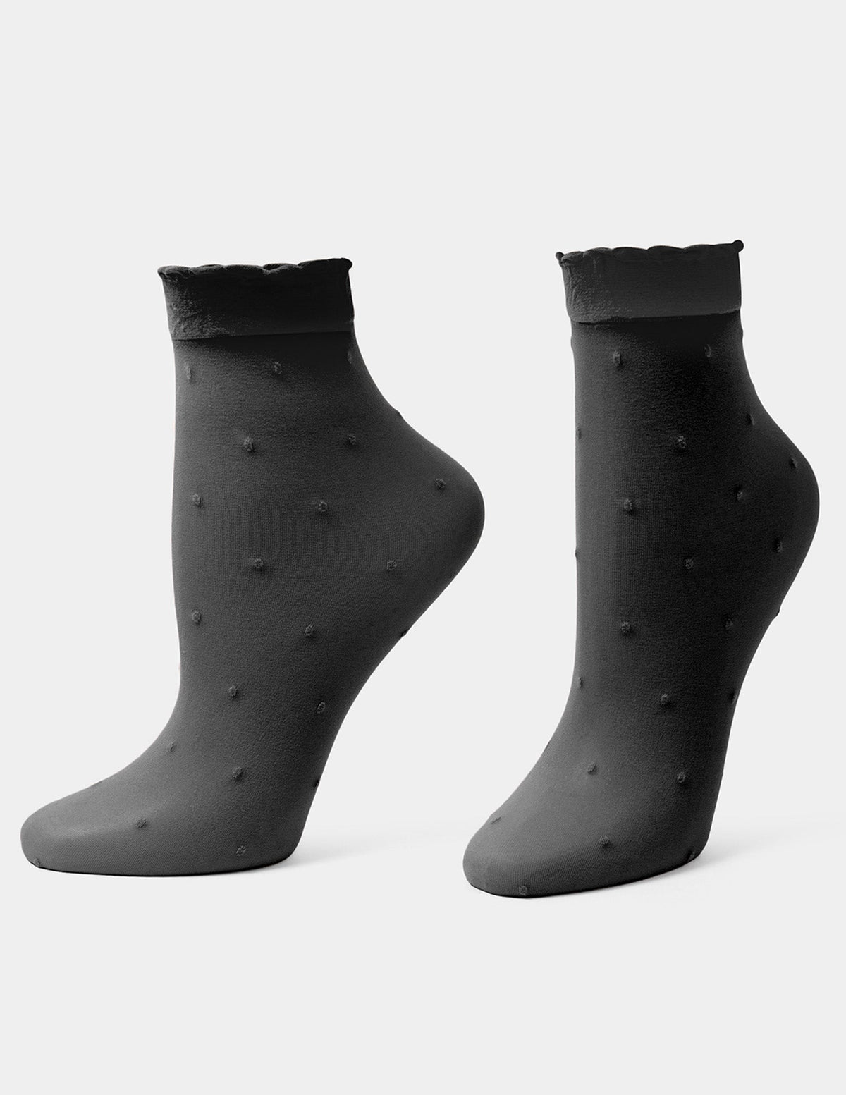 Sheer Pindot Anklet 3 Pair Pack - Black | Hue