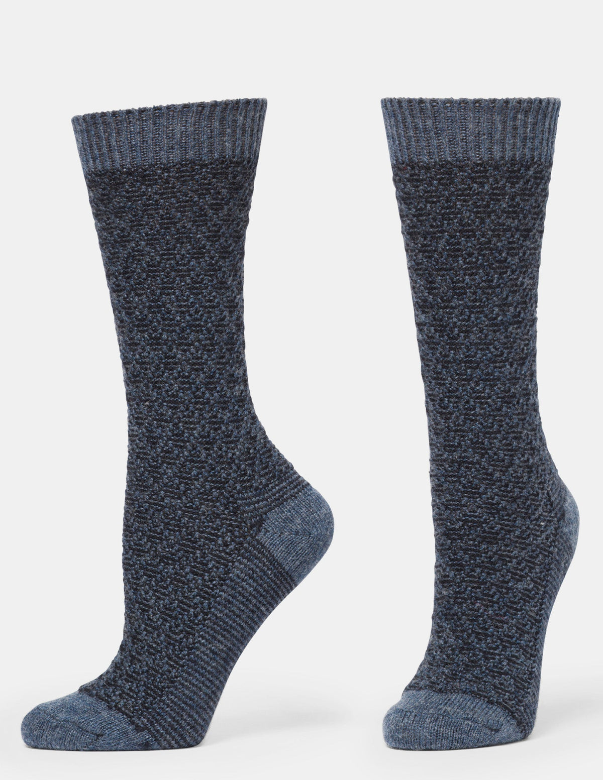 Textured Wool Blend Crew 2 Pair Pack - Blue | Hue