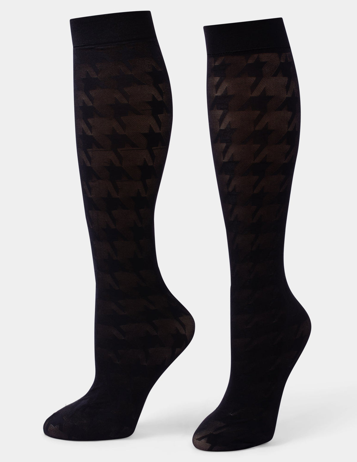 Bold Houndstooth Knee High - Black | Hue