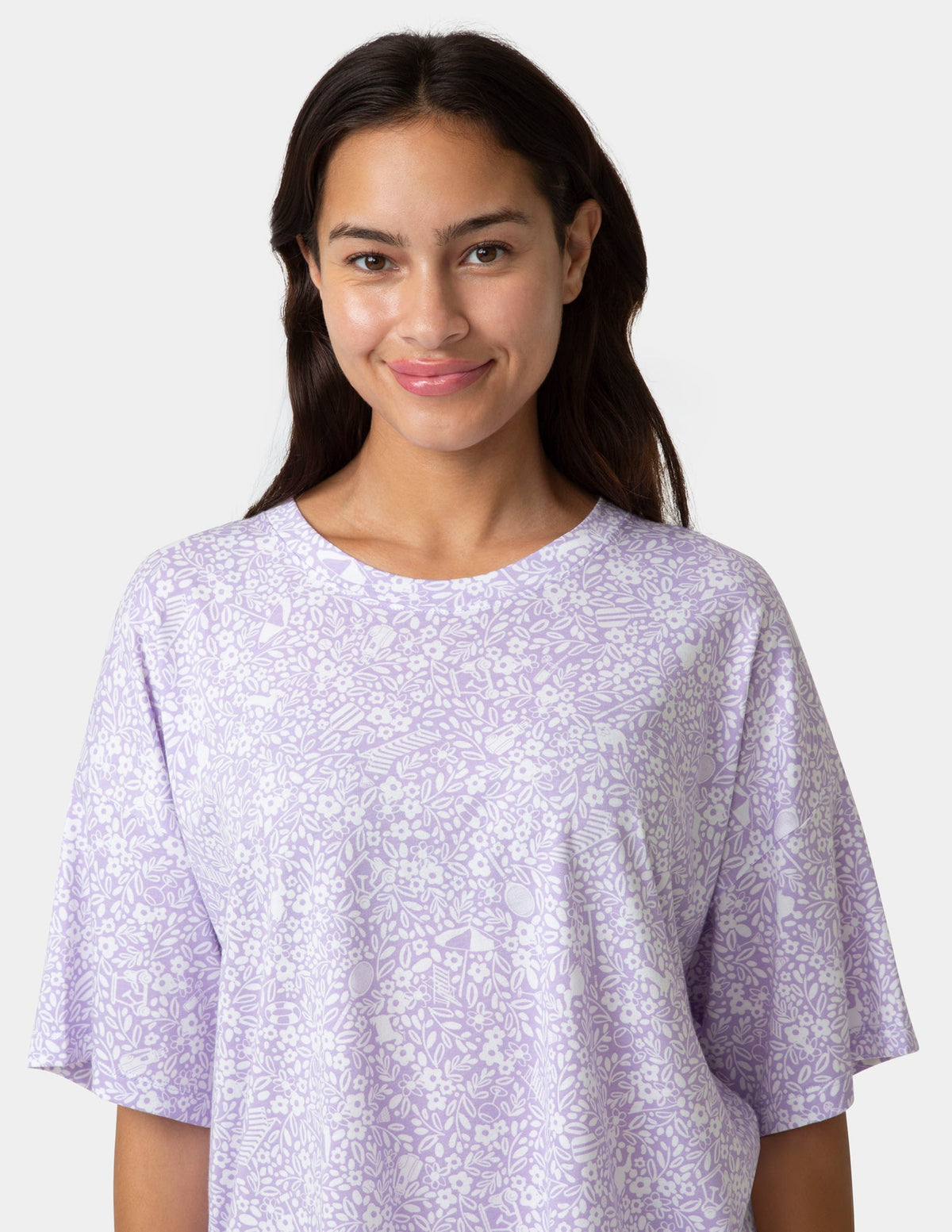 Oversized Tee PJ Set - Purple Rose | Hue