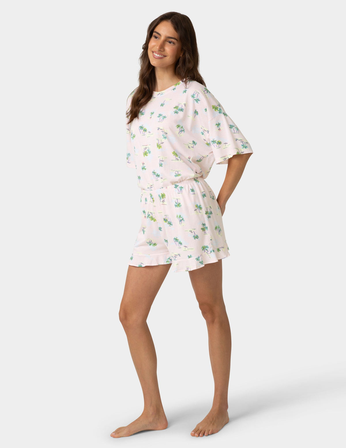 Oversized Tee PJ Set - Pink Dogwood | Hue