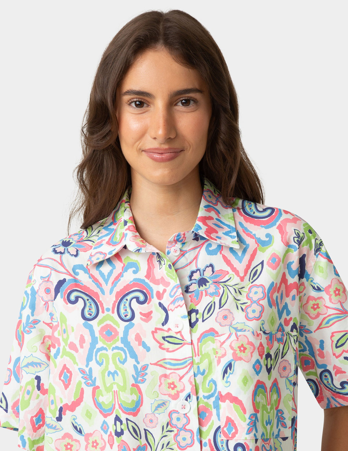 Short Sleeve Poplin Camp PJ Top - Bright White | Hue
