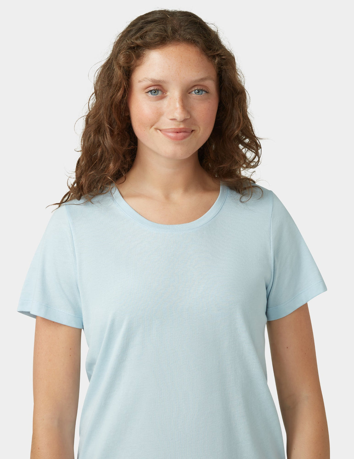 Solid Short Sleeve Scoop Neck PJ Tee - Angel Falls | Hue