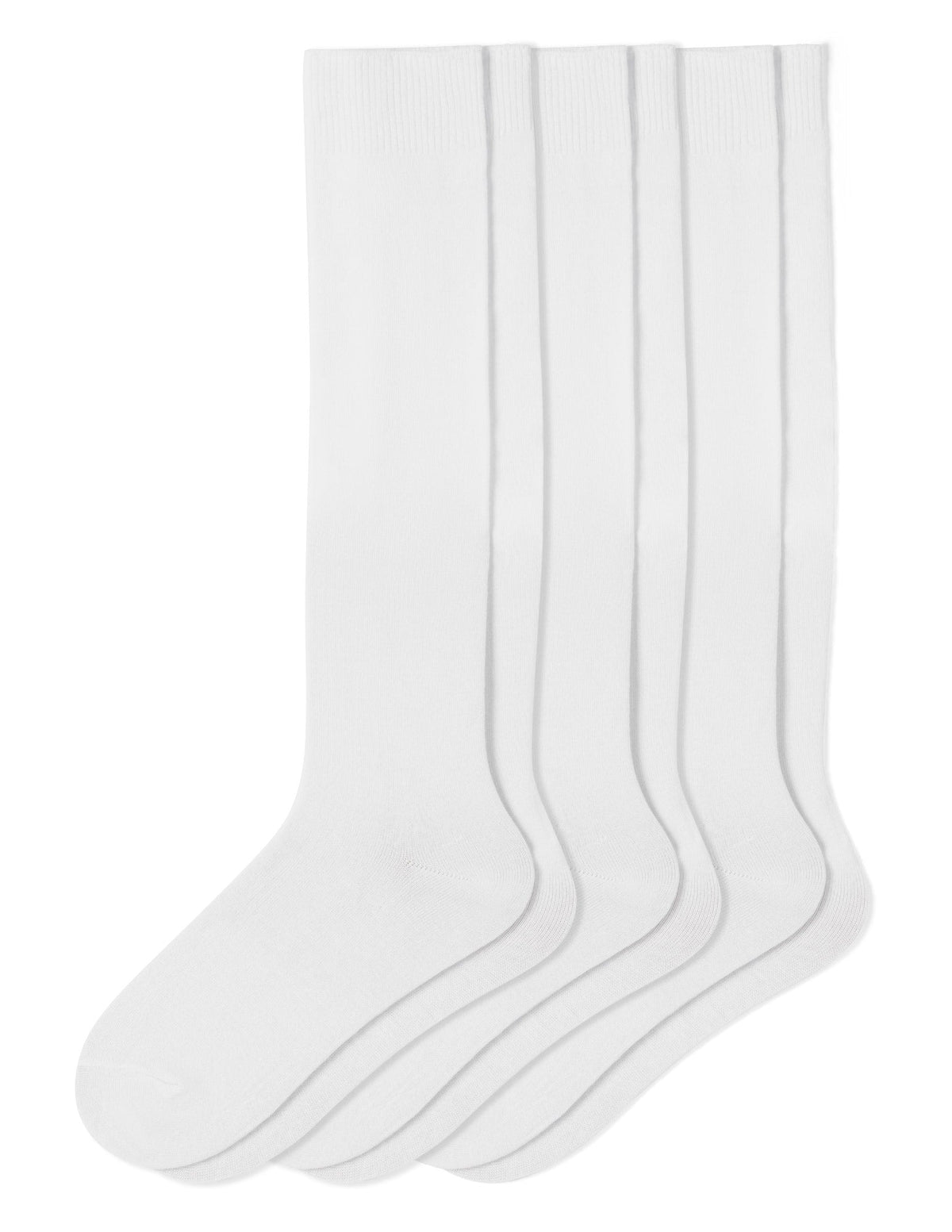 Flat Knit Knee Sock 3 Pair Pack - White | Hue