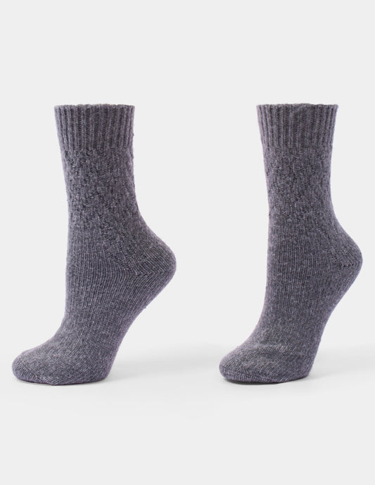 Textured Cable Sock - Grey Heather | Hue