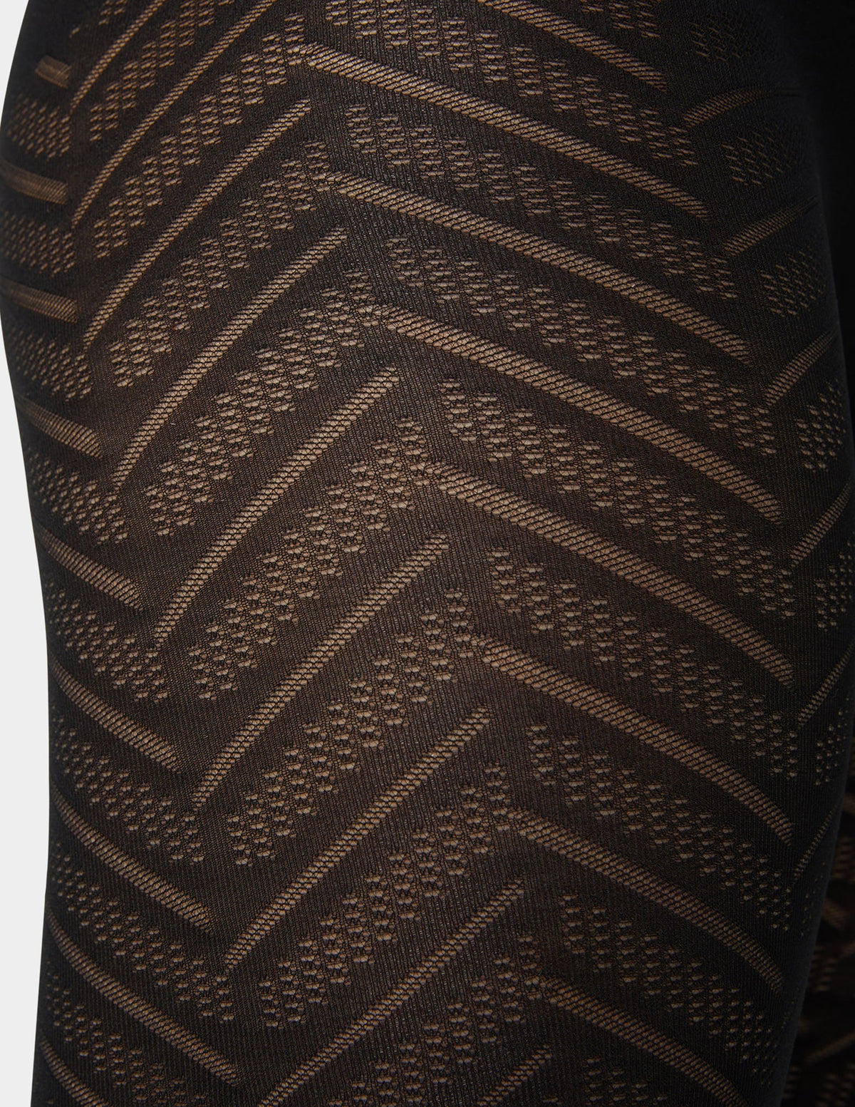 Opaque Chevron Tight With Control Top - Black | Hue