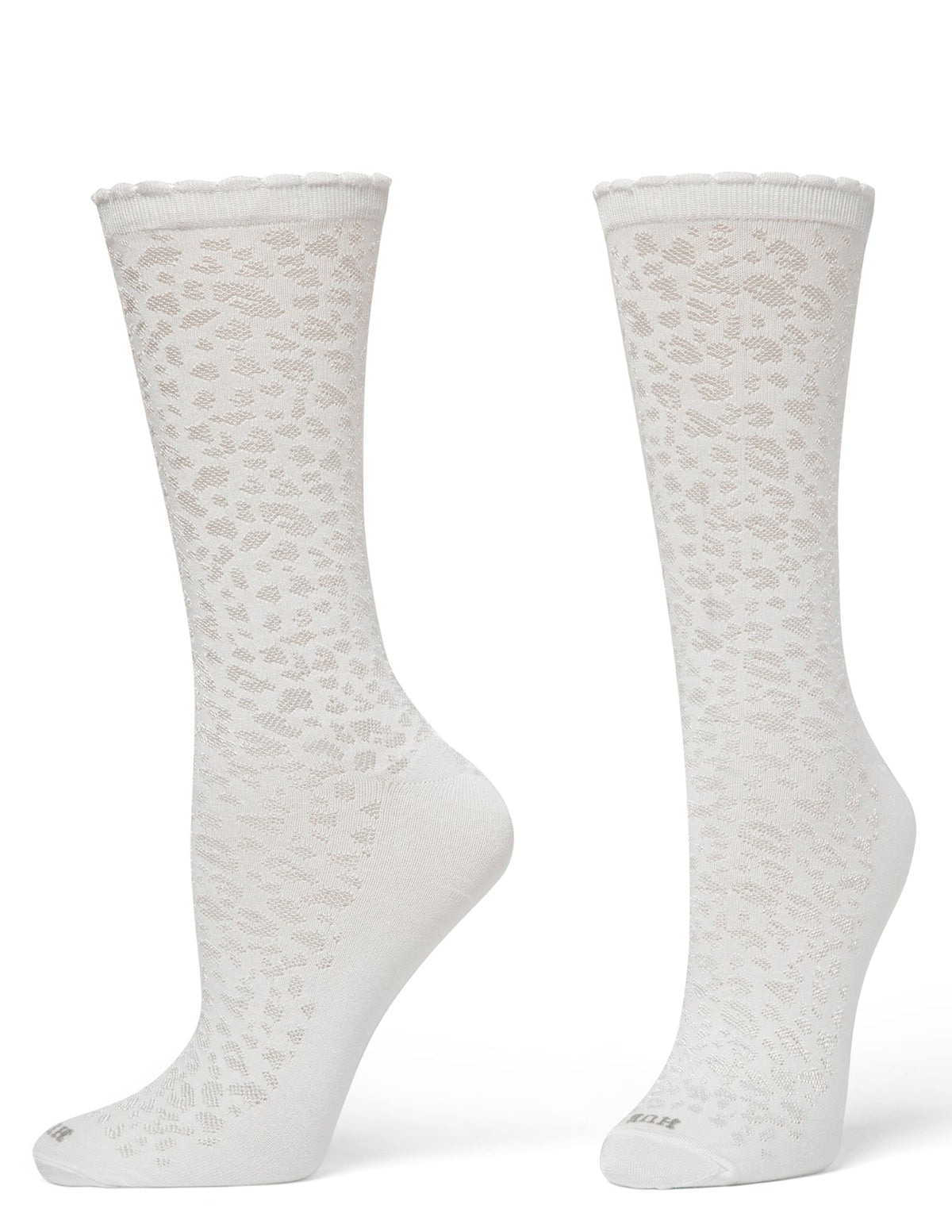 Textured Animal Crew Sock - Winter White | Hue