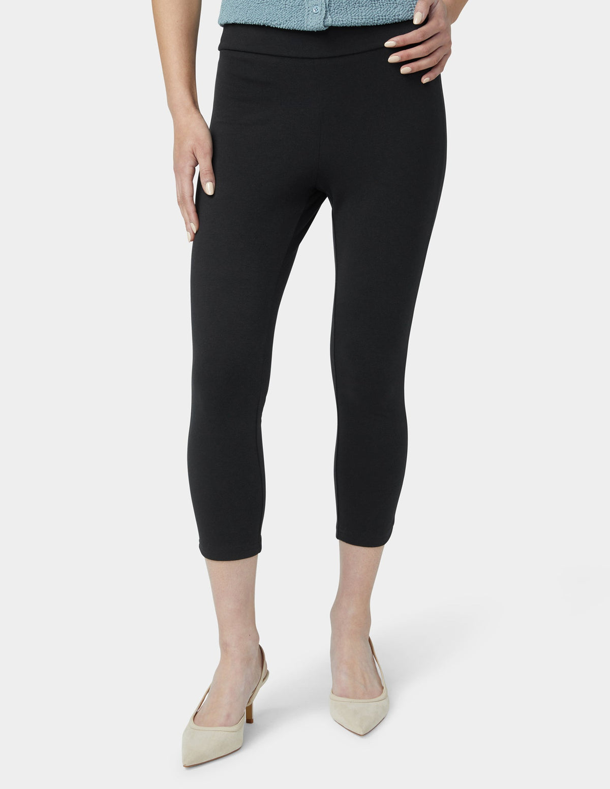 Wide Waistband Blackout Cotton Capri - Black | Hue
