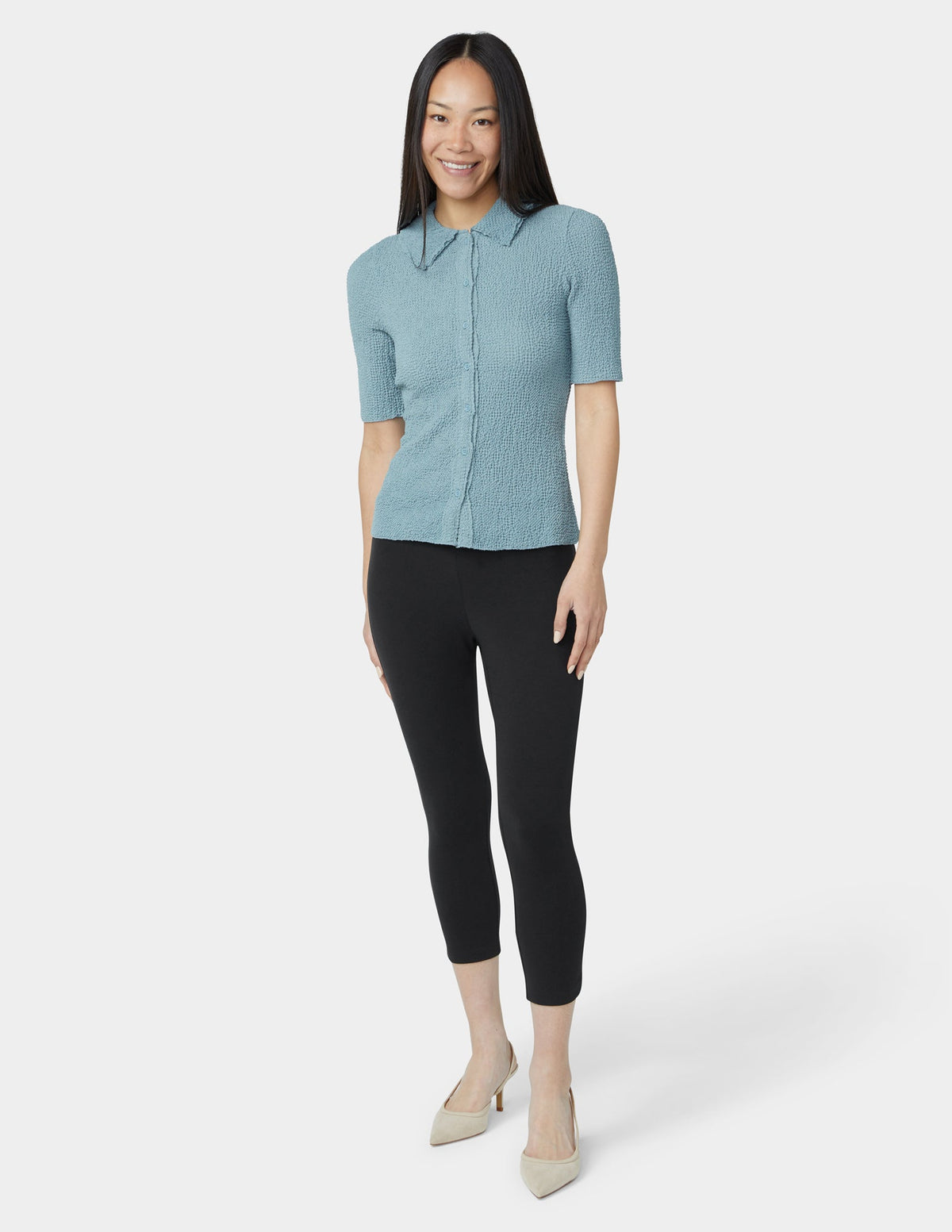 Wide Waistband Blackout Cotton Capri - Black | Hue