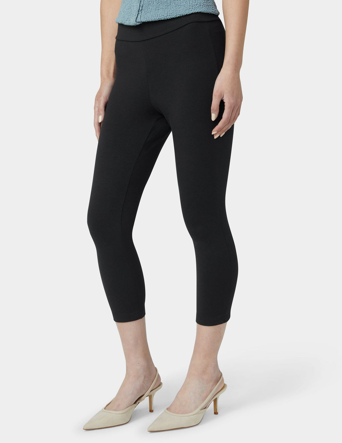 Wide Waistband Blackout Cotton Capri - Black | Hue