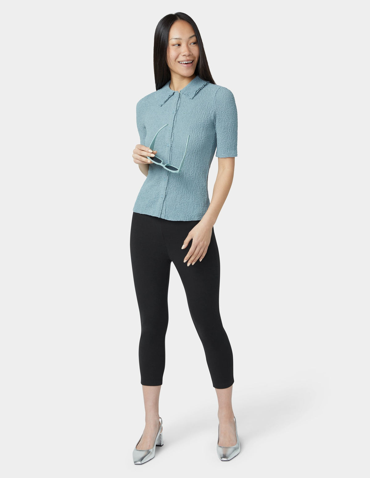 Wide Waistband Blackout Cotton Capri - Black | Hue
