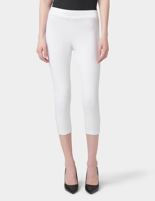 Wide Waistband Blackout Cotton Capri - White | Hue