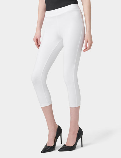 Wide Waistband Blackout Cotton Capri - White | Hue