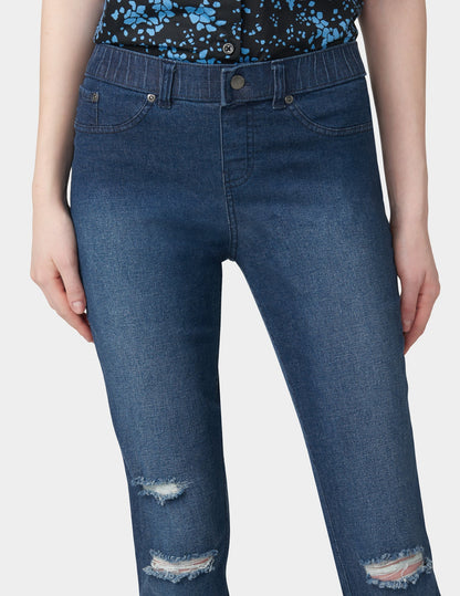 Ripped Knee Denim Leggings - Ink Wash | Hue