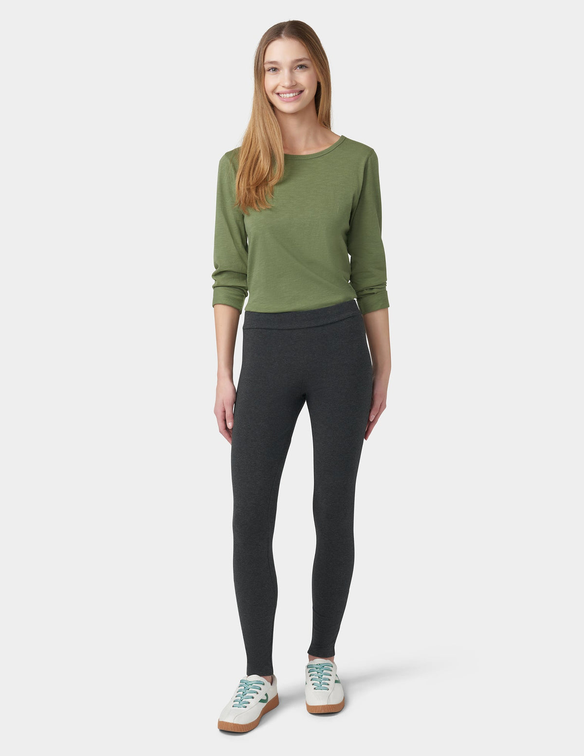 Wide Waistband Blackout Cotton Leggings - Graphite Heather | Hue
