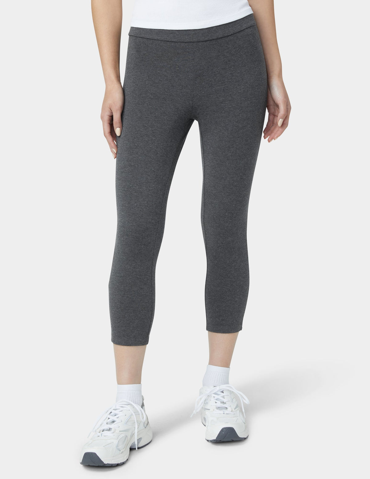 Wide Waistband Blackout Cotton Capri - Graphite Heather | Hue