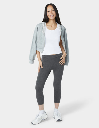 Wide Waistband Blackout Cotton Capri - Graphite Heather | Hue