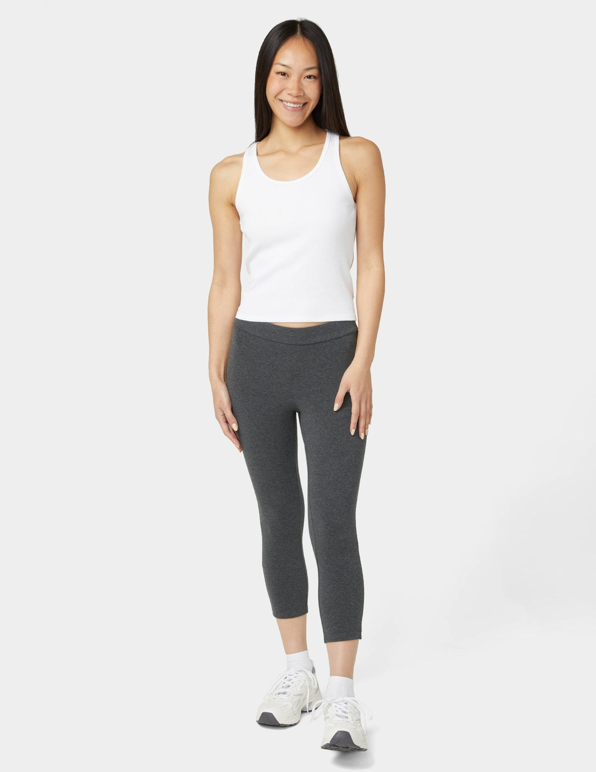 Wide Waistband Blackout Cotton Capri - Graphite Heather | Hue