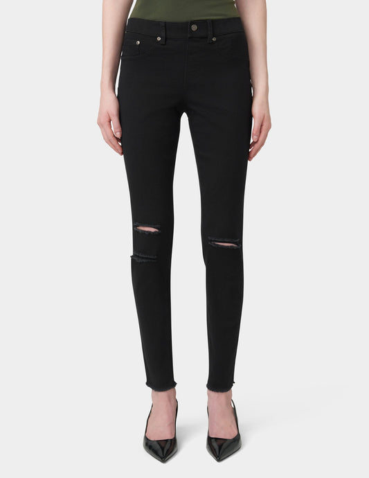 Ripped Knee Denim Leggings - Black | Hue