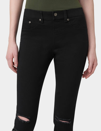 Ripped Knee Denim Leggings - Black | Hue