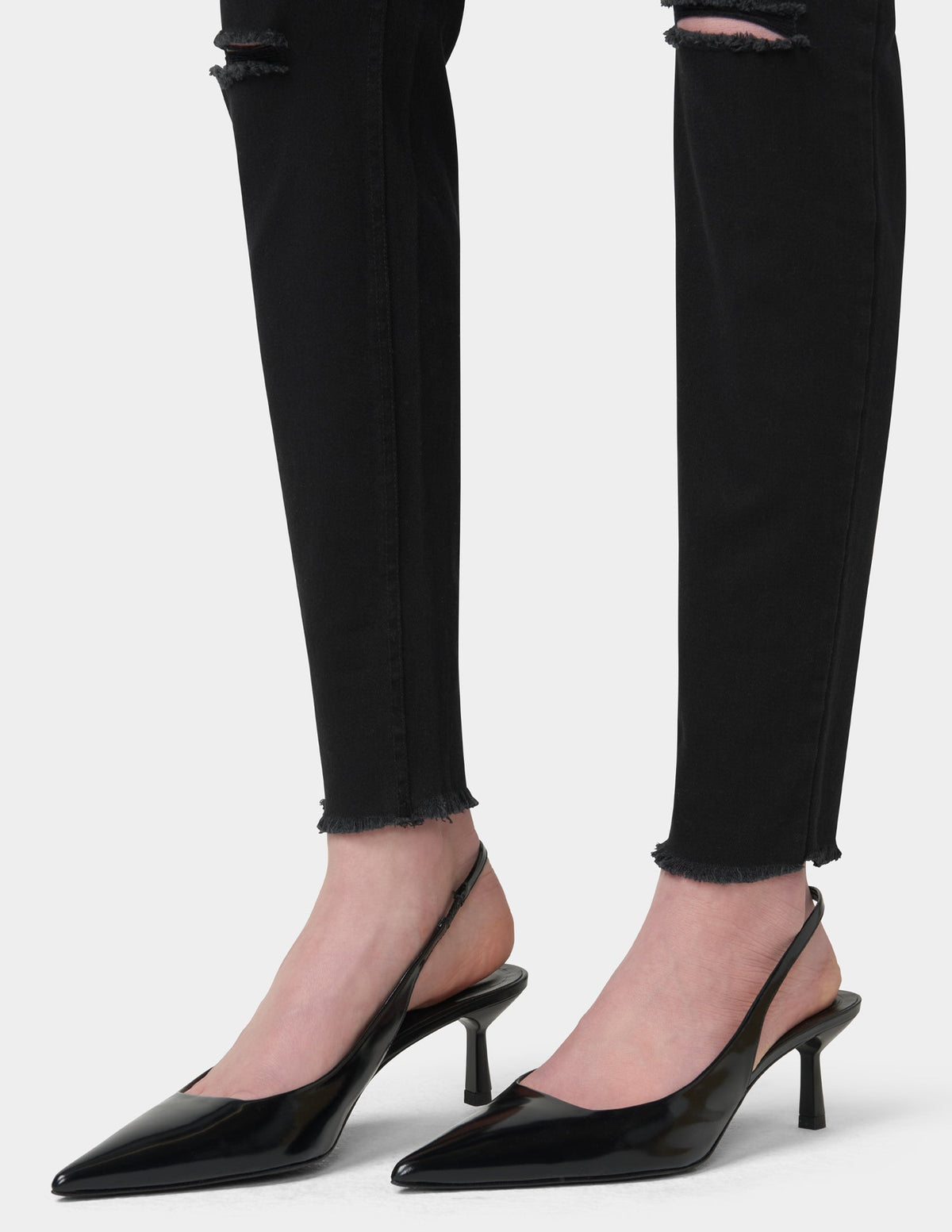 Ripped Knee Denim Leggings - Black | Hue