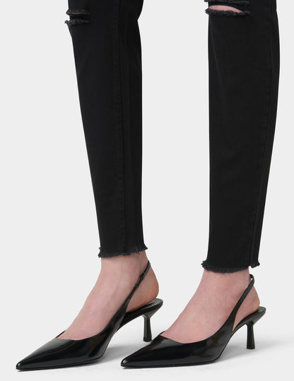 Ripped Knee Denim Leggings - Black | Hue