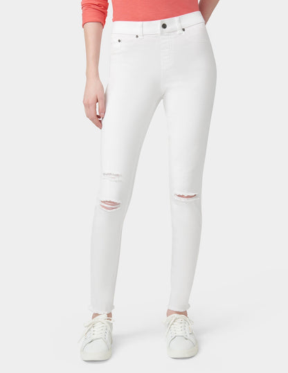Ripped Knee Denim Leggings - White | Hue