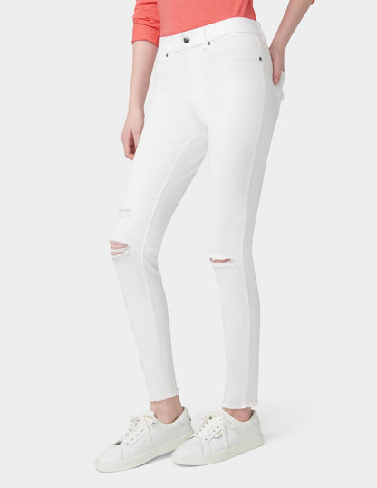 Ripped Knee Denim Leggings - White | Hue