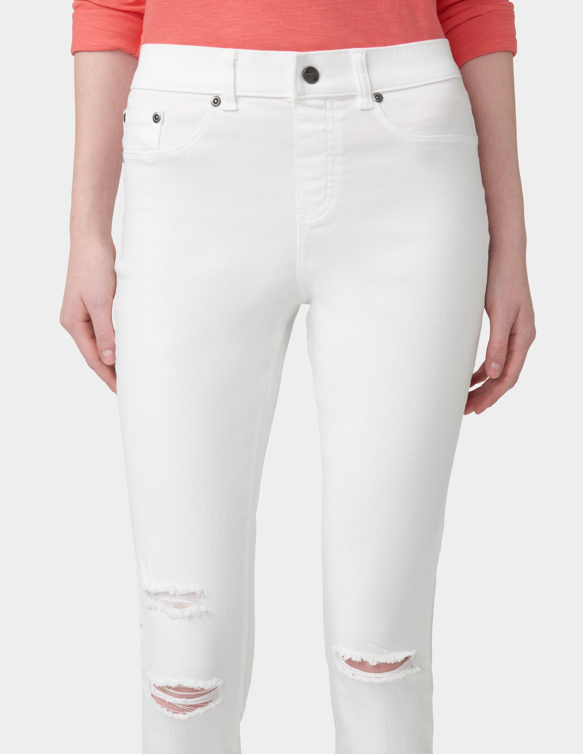 Ripped Knee Denim Leggings - White | Hue