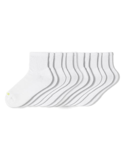 Sport Mini Crew Sock 6 Pair Pack - White | Hue