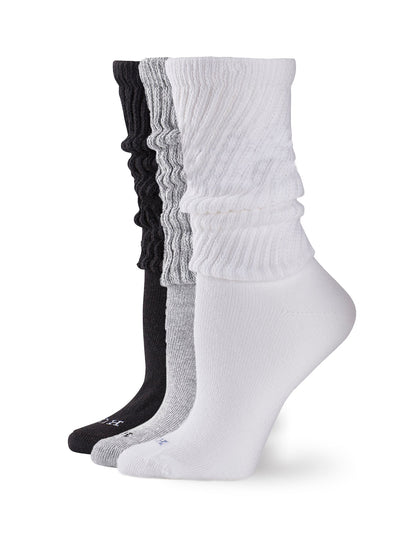 The Slouch Sock 3 Pair Pack - White/Light Charcoal Heather/Black | Hue