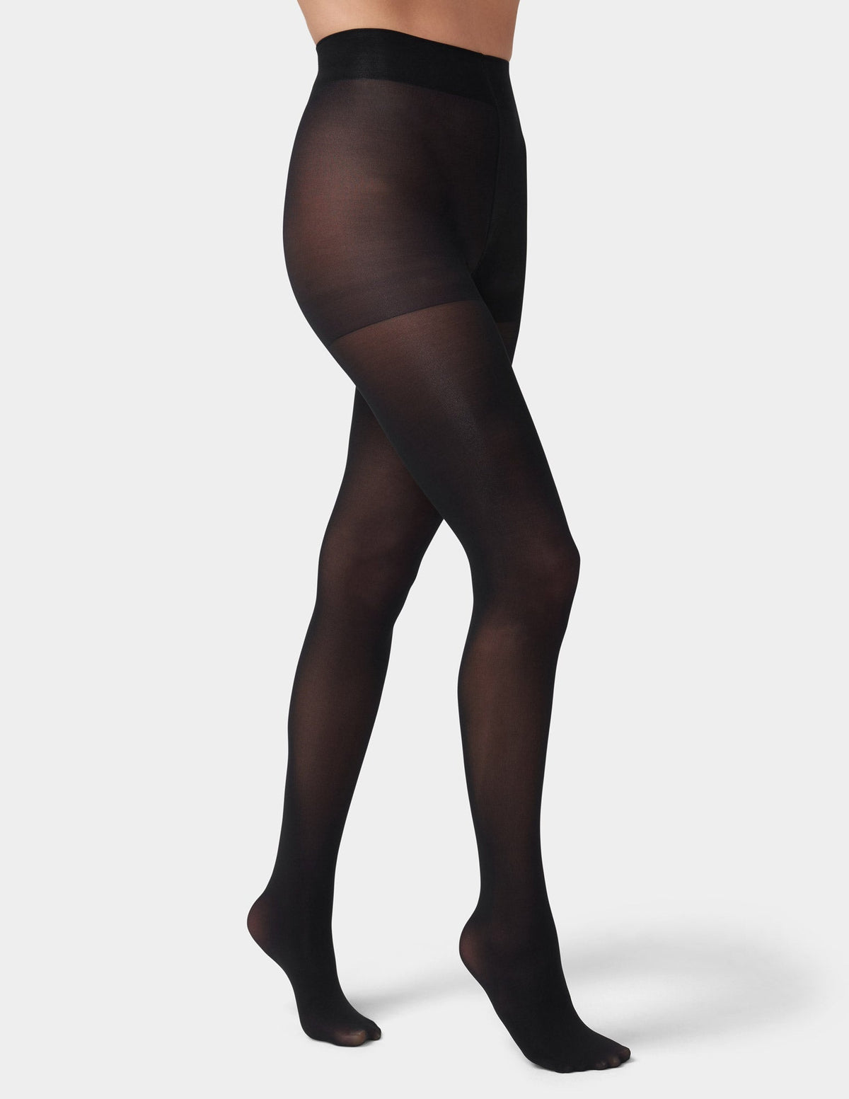 Opaque Tights with Control Top - Black | Hue