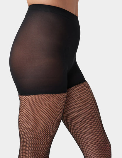 Fishnet Control Top Sheer - Black | Hue