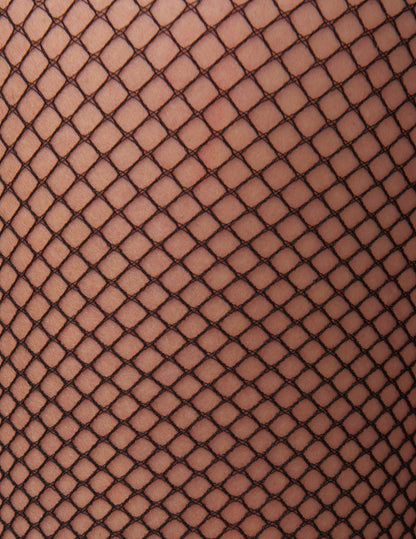 Fishnet Control Top Sheer - Black | Hue