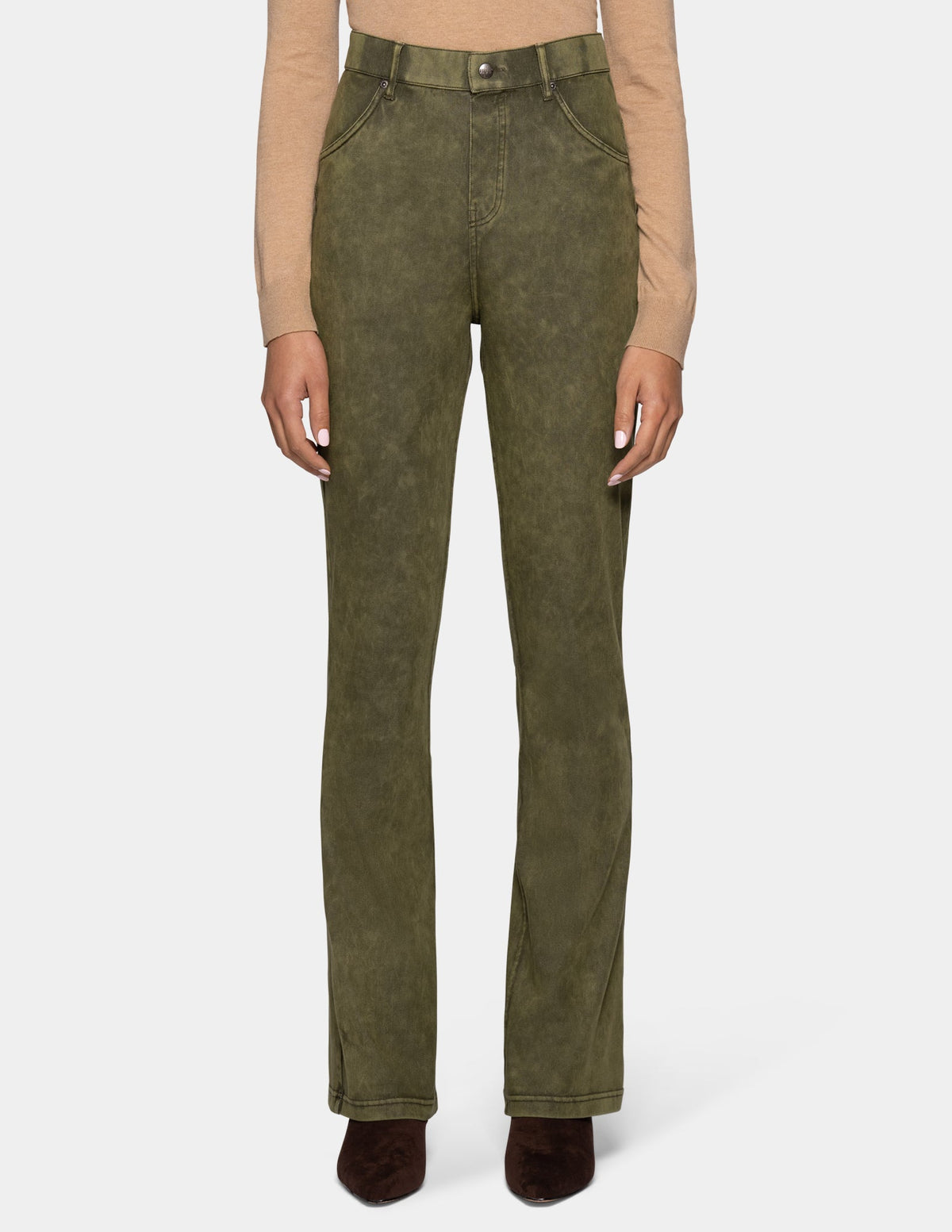 Ultra Soft Denim Baby Bootcut - Olive Acid Wash | Hue
