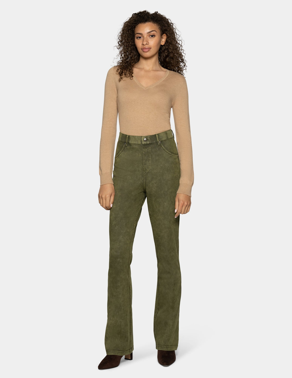 Ultra Soft Denim Baby Bootcut - Olive Acid Wash | Hue