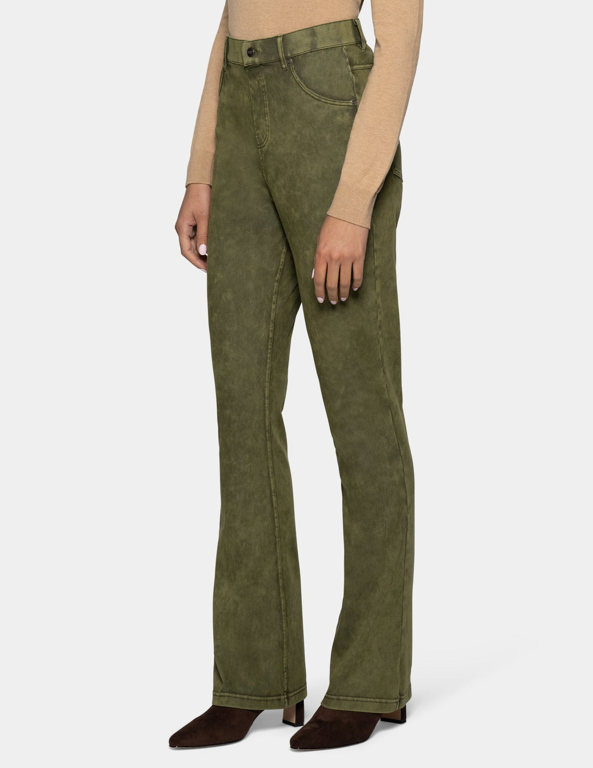 Ultra Soft Denim Baby Bootcut - Olive Acid Wash | Hue