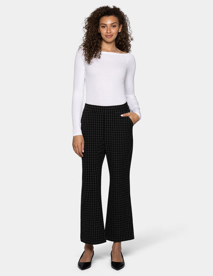 Windowpane Kick Flare Pant - Black/Grey | Hue