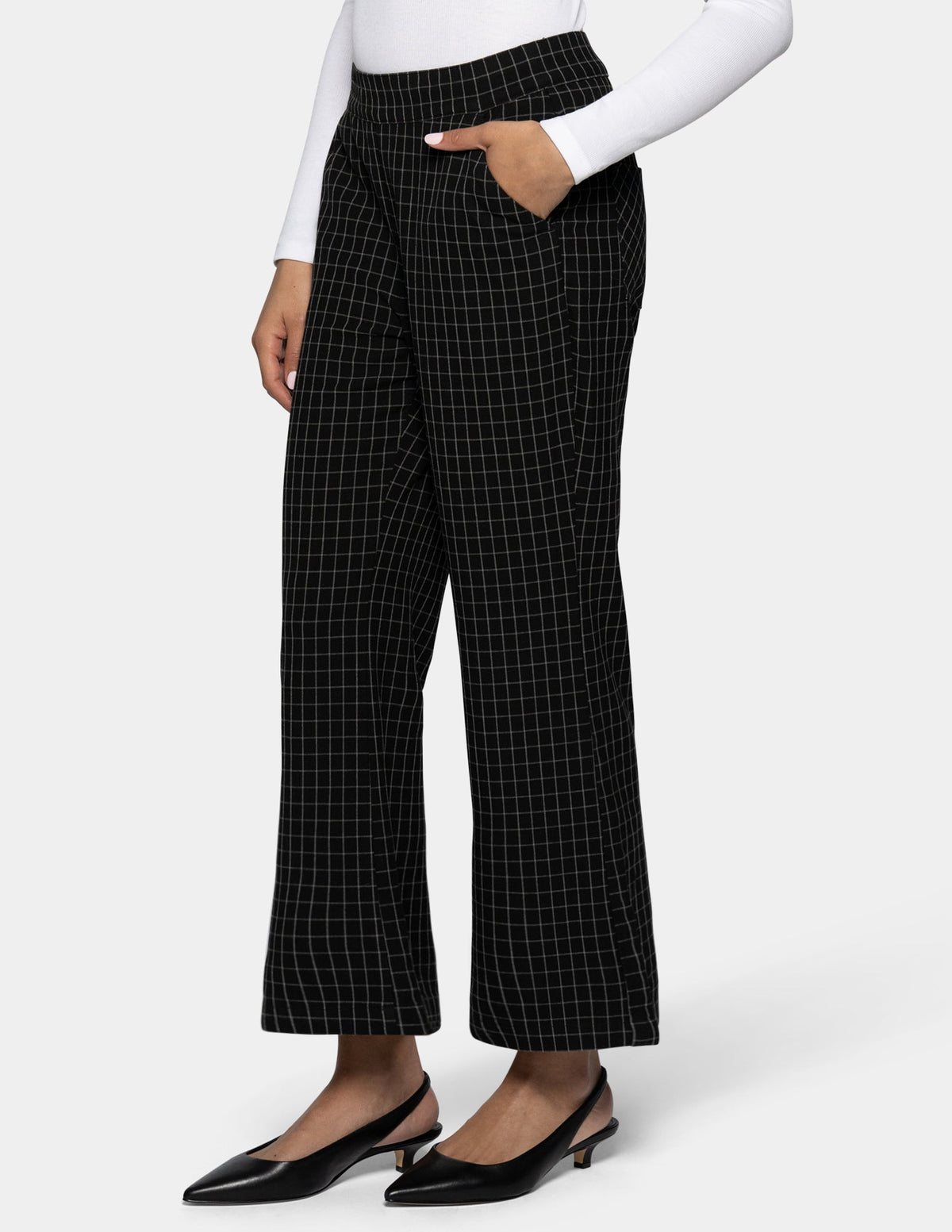 Windowpane Kick Flare Pant - Black/Grey | Hue