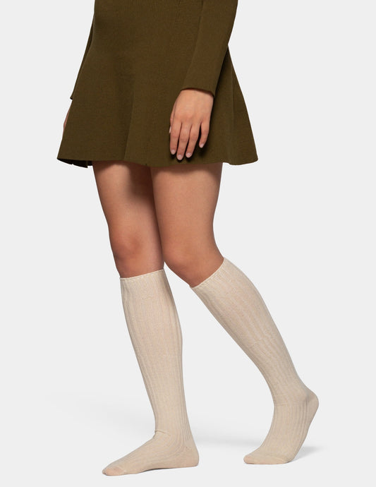 Cashmere Blend Knee Sock - Ivory | Hue