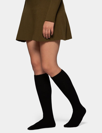 Cashmere Blend Knee Sock - Black | Hue
