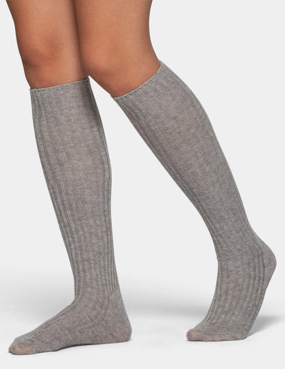 Cashmere Blend Knee Sock - Light Grey Heather | Hue