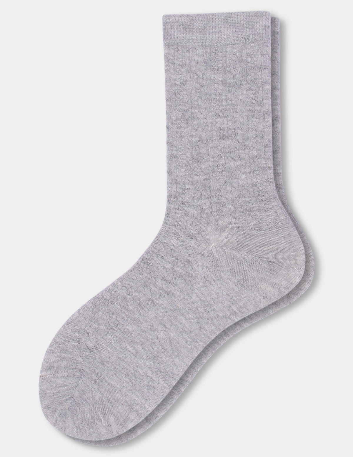 Ribbed Cable Crew - Light Grey Heather | Hue