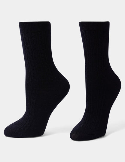 Ribbed Cable Crew - Black | Hue