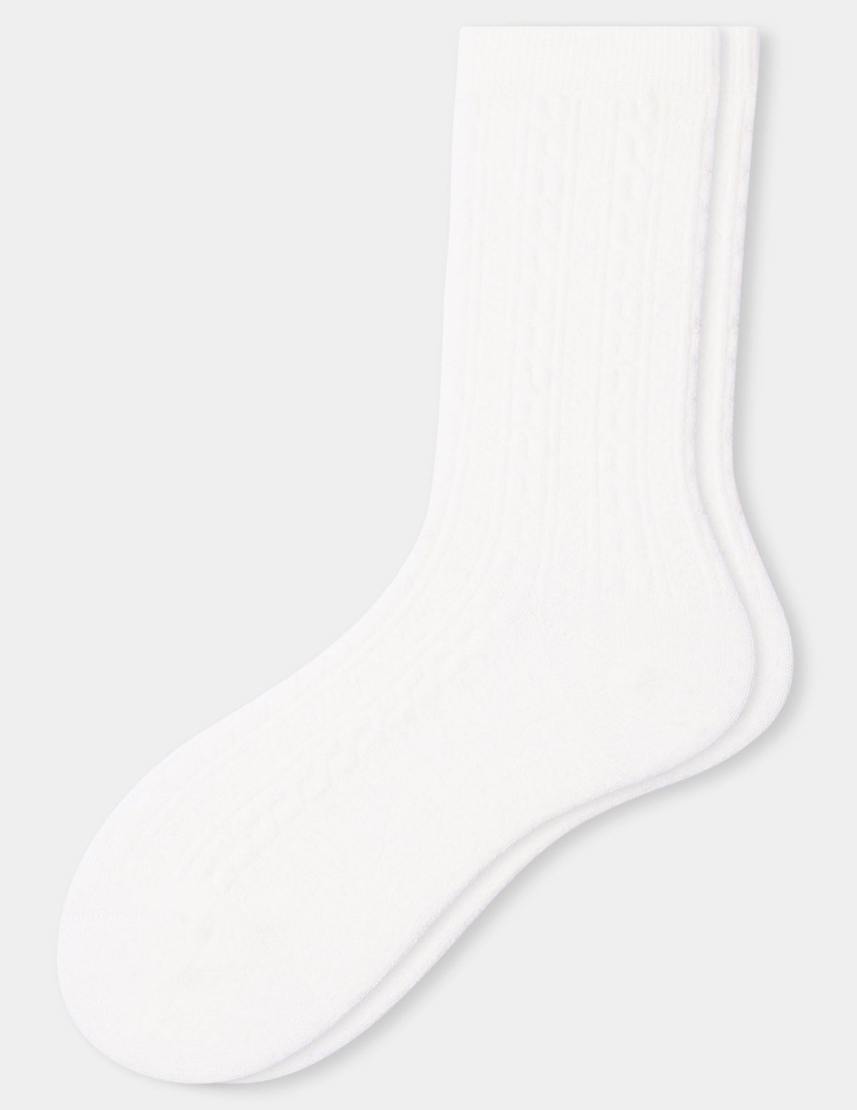 Ribbed Cable Crew - Ivory | Hue